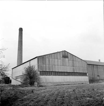 Crofts Mill - the chimney with the 1952 warehouse in the foreground.