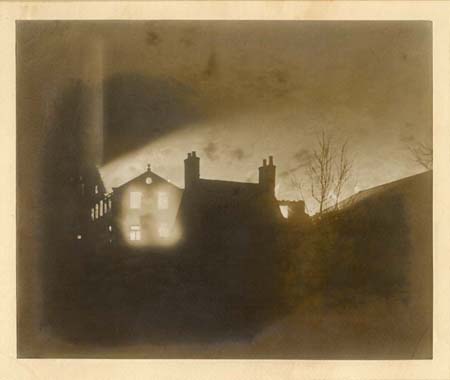 An atmospheric photograph taken at the height of the Witney Mill fire of 1905.